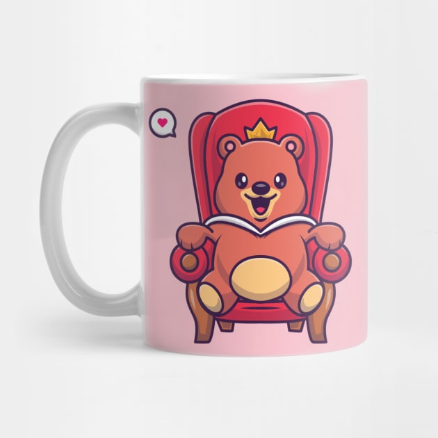 Cute Bear King Sitting On The Royal Chair Cartoon by Catalyst Labs